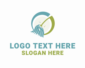 Clean - Cleaning Broom Mop logo design