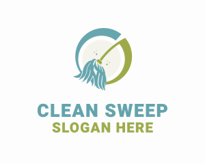 Cleaning Broom Mop logo design