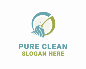 Cleaning Broom Mop logo design