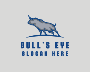 Blue Raging Bull logo design