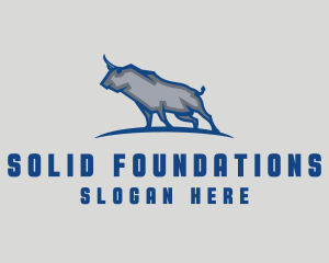 Buffalo - Blue Raging Bull logo design