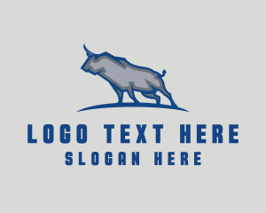 Bullfighting - Blue Raging Bull logo design