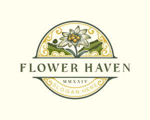 Edelweiss Flower Plant logo design