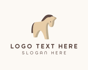 Wooden Toy - Isometric Horse Toy logo design