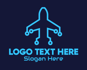 Aviation - Blue Airplane Tech logo design