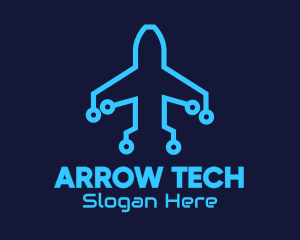 Blue Airplane Tech logo design