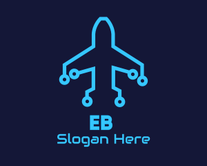 Aeroplane - Blue Airplane Tech logo design
