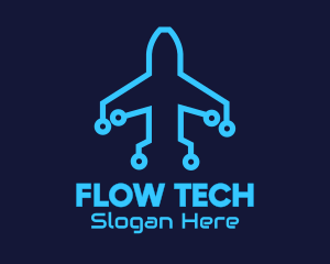 Blue Airplane Tech logo design