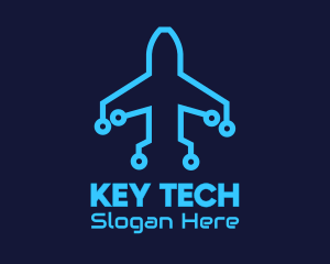 Blue Airplane Tech logo design