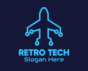 Blue Airplane Tech logo design