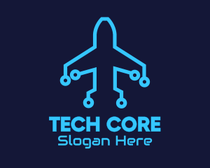 Blue Airplane Tech logo design