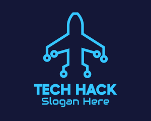 Blue Airplane Tech logo design