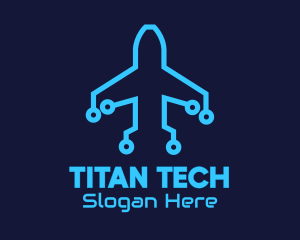 Blue Airplane Tech logo design