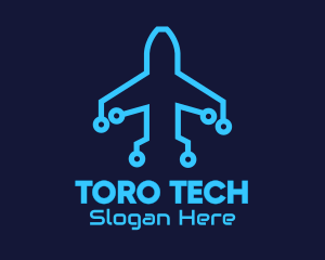 Blue Airplane Tech logo design