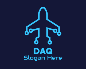 Aviation - Blue Airplane Tech logo design