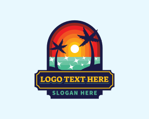 Coconut - Beach Coconut Sunset logo design
