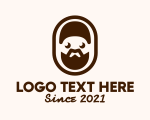 Mens Salon - Brown Bearded Man Badge logo design