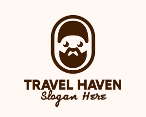 Brown Bearded Man Badge Logo