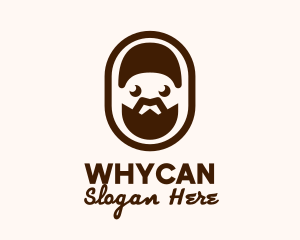 Brown Bearded Man Badge Logo