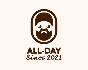 Brown Bearded Man Badge logo design