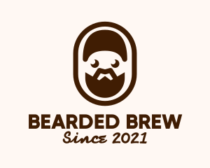 Bearded - Brown Bearded Man Badge logo design