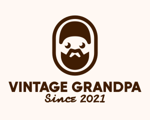 Brown Bearded Man Badge logo design