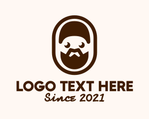 Mens Grooming - Brown Bearded Man Badge logo design