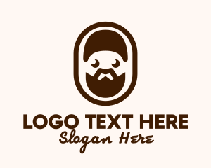 Brown Bearded Man Badge Logo