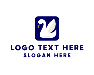 Blue Swan - Swan Bird App logo design