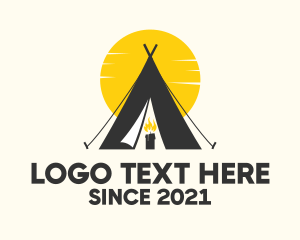 Camping - Candle Camp Teepee logo design
