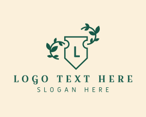 Lettermark - Premium Leaf Shield logo design