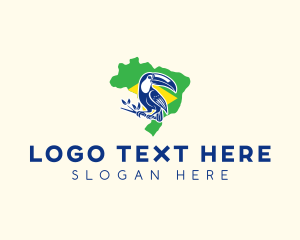 Map - Brazil Toucan Bird logo design