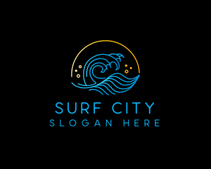 Wave Beach Surfing  logo design