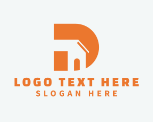 Property Developer - Orange House Letter D logo design