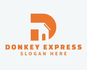 Orange House Letter D logo design