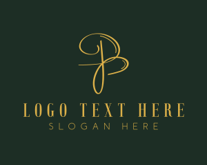 Golden - Gold Calligraphy Letter B logo design