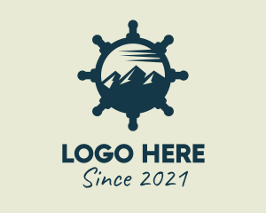 Port - Mountain Ship Wheel logo design