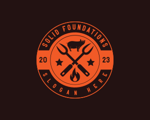 Butcher - Pork Barbecue Grill logo design
