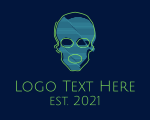 Techno - Neon Gaming Skull Head logo design