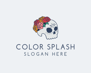 Floral Sugar Skull logo design