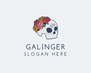 Skull - Floral Sugar Skull logo design