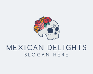 Floral Sugar Skull logo design