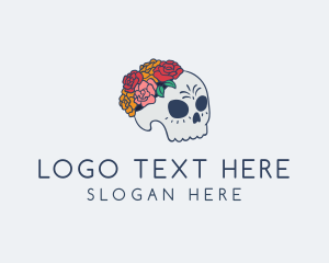 Colorful - Floral Sugar Skull logo design