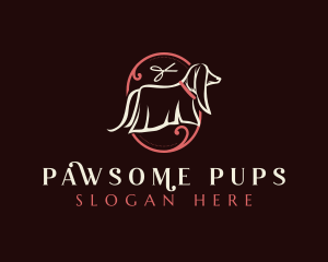 Scissors Dog Groomer logo design