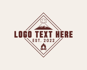Mountain - Volcano Bonfire Camping logo design