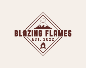 Volcano Bonfire Camping logo design
