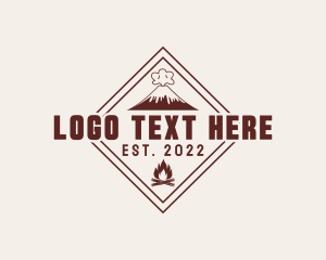 Volcano Bonfire Camping Logo