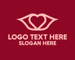 Esthecian - Pink Heart Lip Monoline logo design