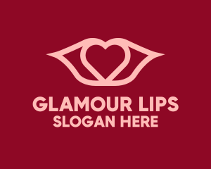 Pink Heart Lip Monoline logo design