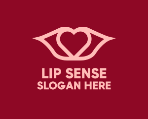 Lip - Pink Heart Lip Monoline logo design